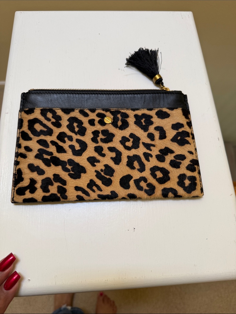 J. Crew Leopard Print w/ Calf Hair Pouch exotic